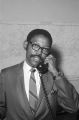 Tommy Wrenn talking on the telephone after securing a position in a run-off election for the city council in Birmingham, Alabama.