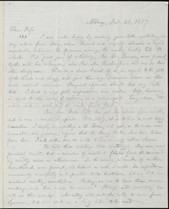 Letter from William Lloyd Garrison, Albany, [NY], to Helen Eliza Garrison, Feb. 21, 1857