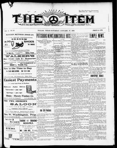 The Item (Dallas, Tex.), Vol. 10, No. 31, Ed. 1 Saturday, January 27, 1900