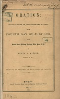 Oration pronounced before the United States Corps of Cadets : on the fourth day of July, 1862, at the United States Military Academy, West Point, N.Y.