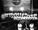 Preacher and choir at the Beulah Baptist Church