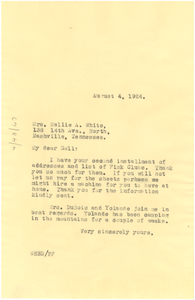 Letter from W. E. B. Du Bois to Nellie Allen White