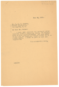 Letter from W. E. B. Du Bois to The Association of Colleges for Negro Youth