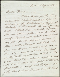 Letter from Edmund Quincy, Dedham, [Mass.], to Maria Weston Chapman, Aug. 6, 1841