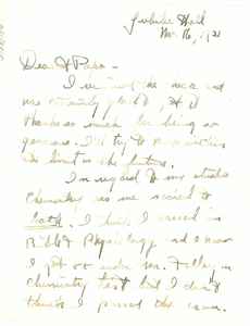 Letter from Yolande Du Bois to W. E. B. Du Bois