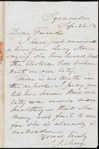 Letter from Samuel Joseph May, Syracuse, [N.Y.], to William Lloyd Garrison, Sep[tember] 26. 1854