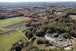 An October 2017 aerial view of the countryside, including a small pit quarry, near South Portland, Maine, somewhat inland from the Atlantic Ocean coast