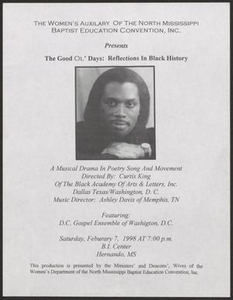 Flyer: The Good Ol' Days: Reflections in Black History