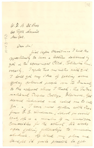 Letter from Johannes Novrip to W. E. B. Du Bois