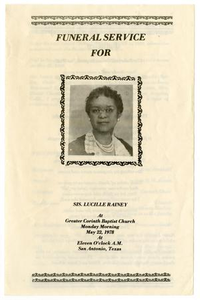 Funeral Program for Lucille Rainey, May 22, 1978