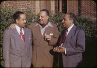 Bontemps, Arna, with Horace R. (Horace Roscoe) Cayton and Langston Hughes at Fisk University, Nashville, Tennessee