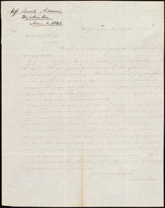 Letter from Sarah Ann Adams, Hopkinton, to Amos Augustus Phelps, Mar 1 1842