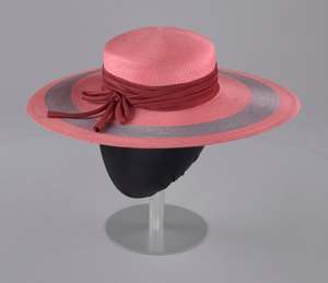 Pink and purple cartwheel hat from Mae's Millinery Shop