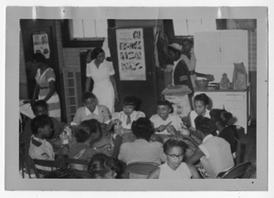 Photograph of African American students in home economics class, Manchester, Georgia, 1953