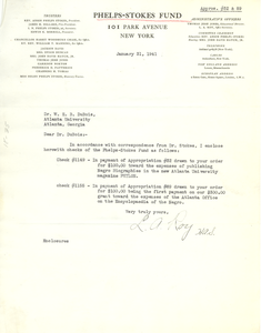 Letter from Phelps-Stokes Fund to W. E. B. Du Bois