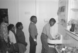 Children in line to wash their hands at the Children's Hope Center at 487 South Jackson Street in Montgomery, Alabama.