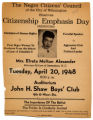 Flier for Citizen Emphasis Day featuring Elreta Alexander