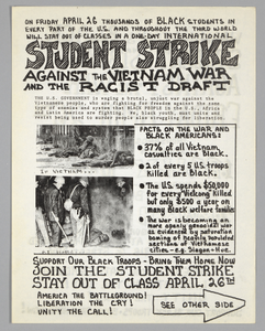 Flyer advertising student strike against the Vietnam War