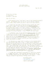 Letter from Paul Partington to W. E. B. Du Bois