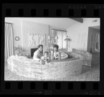 Football player O.J. Simpson, his wife Marguerite and daughter Arnelle at home in Bel-Air, Calif. home, 1970