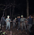 Soldiers on a nighttime military exercise at the U.S. Army training facility at Fort McClellan near Anniston, Alabama.