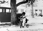 Boy on tricycle