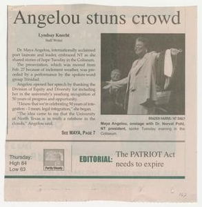 Thumbnail for Clipping: Angelou stuns crowd