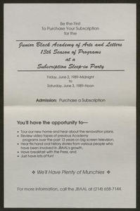 Invitation: Subscription Sleep-In Party