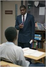 Poet, songwriter, and motivational speaker, Leonard Blount, discussing poetry to a group of youth offenders at the DeKalb Regional Youth Development Center, Decatur, Georgia, February 22, 1994.