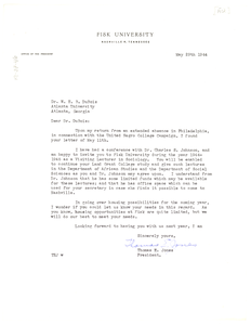 Letter from Fisk University to W. E. B. Du Bois