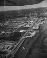 Aerial view of the Edmund Pettus Bridge and U.S. Highway 80 in Selma, Alabama, on the first day of the Selma to Montgomery March.