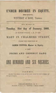 Winthrop and Rose, Trustees slave sale broadside