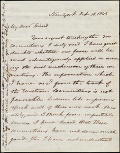 Letter from David Lee Child, New York, to Maria Weston Chapman, Oct. 18, 1843