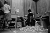 Amy Peppler and Barbara Howard Flowers at the Southern Courier office in the Frank Leu Building in Montgomery, Alabama.