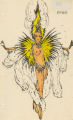 Thumbnail for Costume design drawing, topless showgirl in yellow and black feathers #5, Las Vegas, June 5, 1980