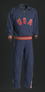 Warm-up sweat suit for the 1952 Helsinki XV Olympics worn by Ted Corbitt