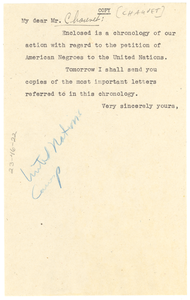 Letter from W. E. B. Du Bois to Ernest Chauvet