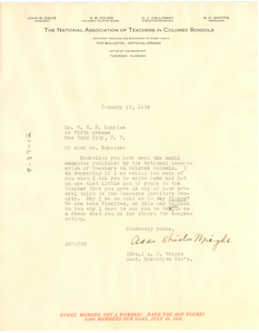 Letter from the National Association of Teachers in Colored Schools to W. E. B. Du Bois