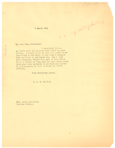 Letter from W. E. B. Du Bois to Spelman College