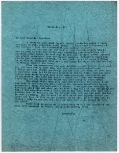 Thumbnail for Letter from Dr. Edwin D. Moten to Myrtle Moten Dabney, March 16, 1947