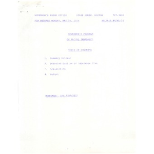 Press release, Governor's Program on Racial Imbalance, May 20, 1974.