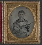 [Private Stephen Pollard of Co. B and Co. L, 7th Confederate States Cavalry Battalion, in uniform with 1855 Springfield pistol carbine and pistols]