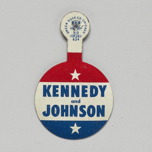 Folding tab button for Kennedy - Johnson 1960 presidential campaign