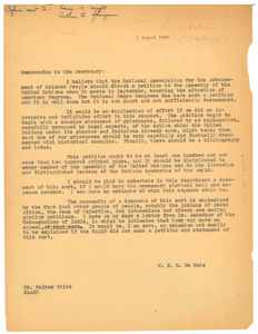 Memorandum from W. E. B. Du Bois to Walter White