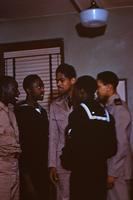 World War II servicemen converse