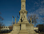 Lower portion of the Soldiers and Sailors Monument on Centre Square in Easton, Pennsylvania, a small city located at the confluence of the Delaware and Lehigh rivers, roughly 55 miles north of Philadelphia and 70 miles west of New York City. Easton is the easternmost city in the Lehigh Valley Unveiled in 1900, the four-sided monument honors the branches ofthe Union's forces during the Civil War: infantry, artillery, cavalry, and navy