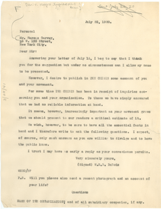 Letter from W. E. B. Du Bois to Marcus Garvey