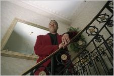 Author, Lynn Harris, in the Wesley Townsend apartment building lobby, Atlanta, Georgia, February 2, 1994.