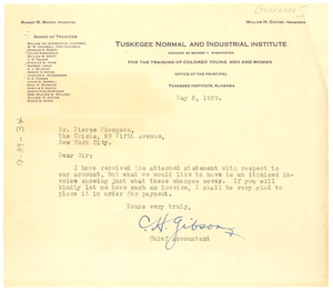 Letter from Tuskegee Normal and Industrial Institute to Crisis