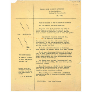 Flier for Freedom House Coffee Hour featuring Rev. Charles G. Hamilton about role of the Christian in the South and the struggle for racial equality?